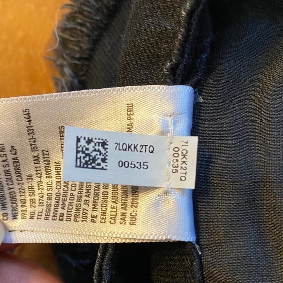 American Eagle Outfitters Hi Rise Festival Mini Jean Skirt Black Fringe Distress - Picture 9 of 12